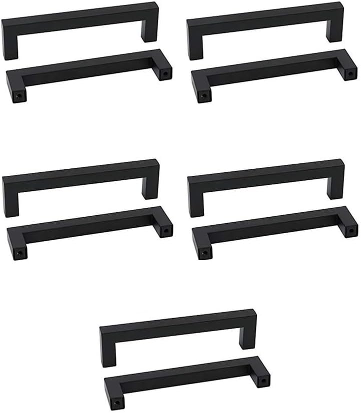 Set Mit 10 Mattschwarzen, Quadratischen Schubladengriffen (schwarz – 10 Stück)
