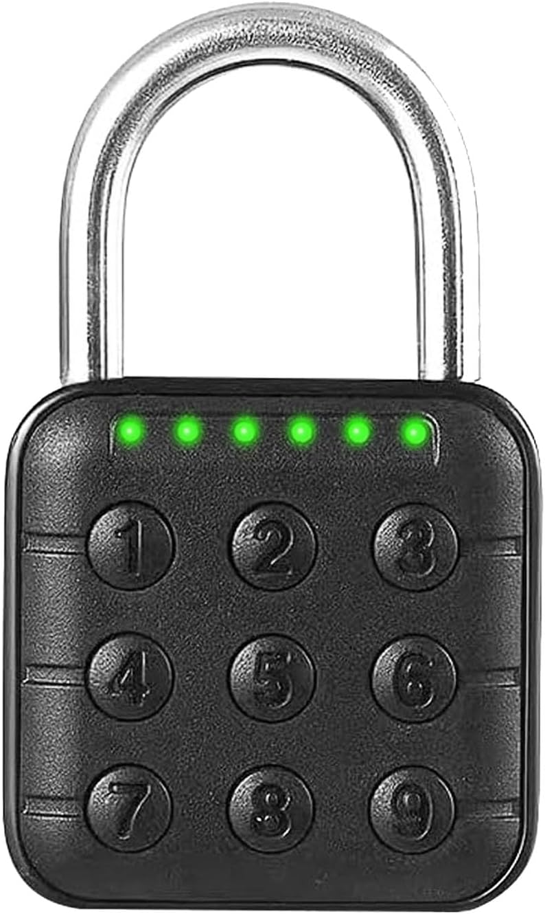 Elektronisches Vorhängeschloss Mit 6-stelligem Zahlencode, Wasserdicht, Schlüssellos, 6 Speichercodes, Edelstahlbügel, Schwarz, Für Spinde, Fitnessstudios Und Reisen.
