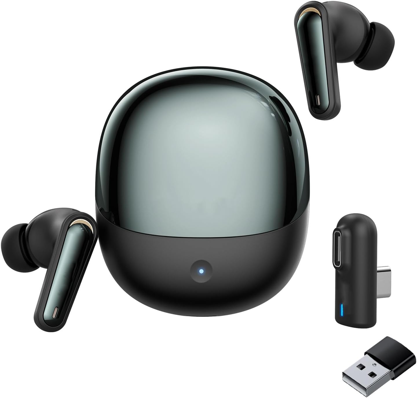 Kabelloses Gaming-headset, Dual-mode 2,4 Ghz Bluetooth Mit Niedriger Latenz Und Mikrofon-enc, Usb-c-dongle Für Tablet, Smartphone, Pc, Spielekonsole (schwarz)
