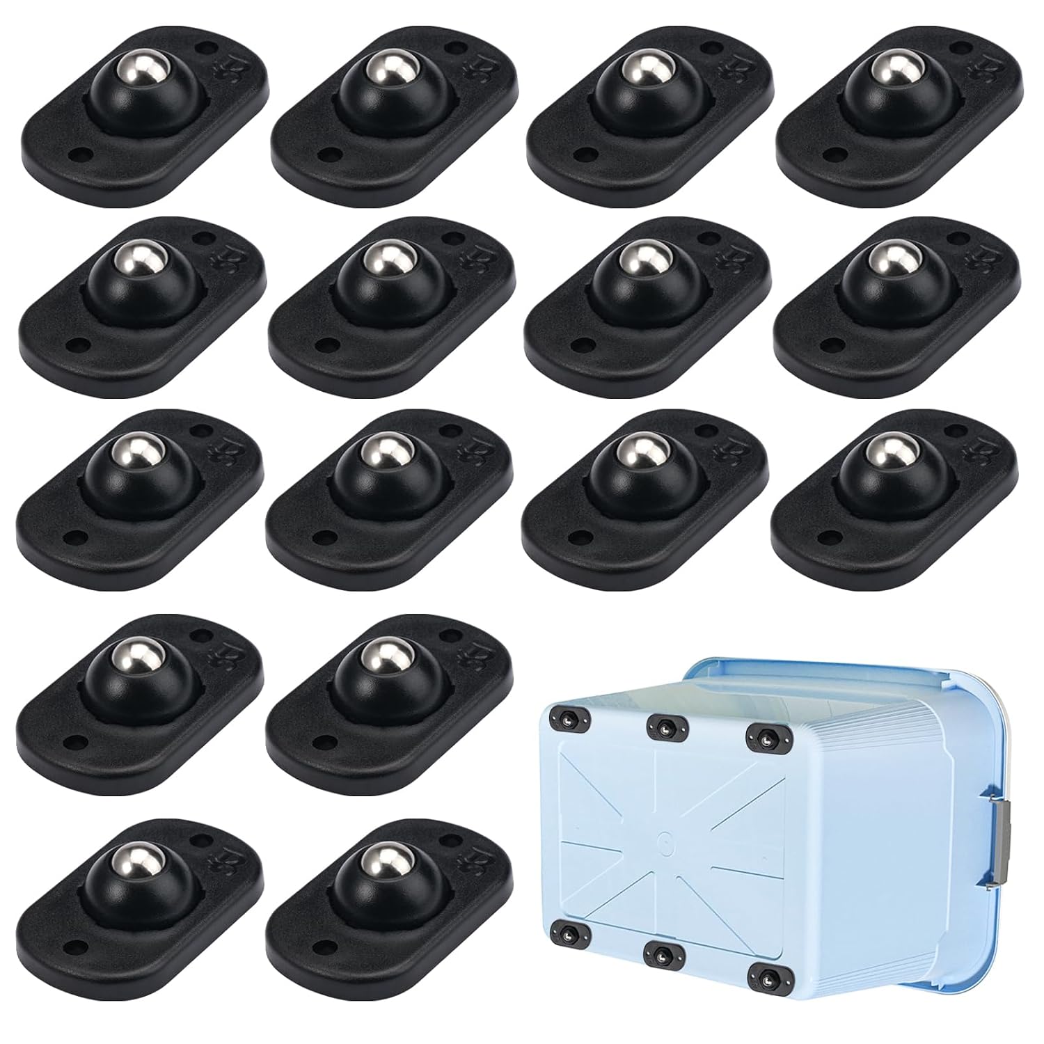 16 Mini-soft-selbstkleberollen, Selbstklebende Lenkrollen, Mini-universal-selbstkleberäder, Geeignet Für Verschiedene Aufbewahrungsboxen, Kleinmöbel, Mülleimer (schwarz)