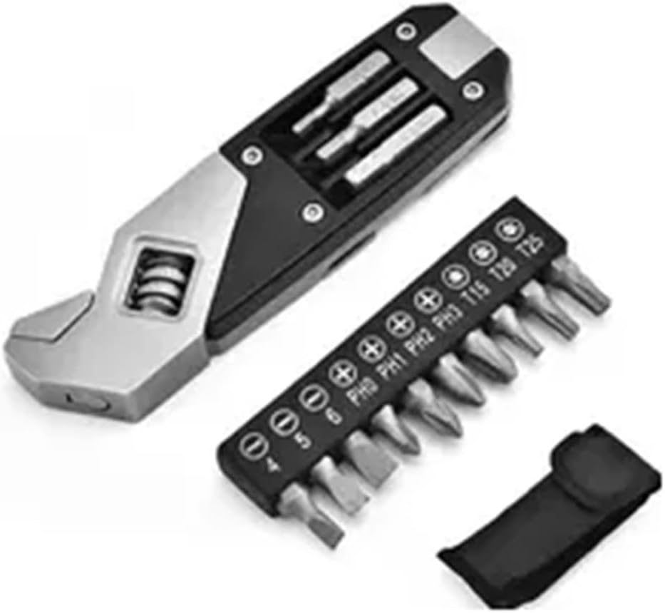 17-in-1 Verstellbares, Faltbares Taschen-multifunktionswerkzeug, Multifunktionsschlüssel, Schraubendreher-bits-set, Schwarz