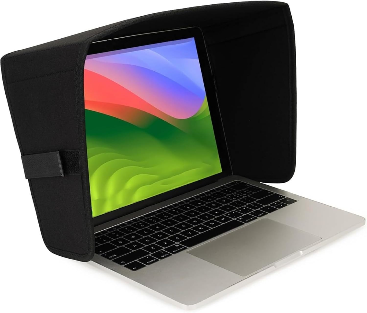 Faltbarer Laptop-sonnenschutz – Blendschutz – Uv-schutz – Mit Weichen Gummiclips – Für Outdoor-aktivitäten, Arbeit, Reisen Und Zuhause – Schwarz – 600d Oxford-gewebe – 77 X