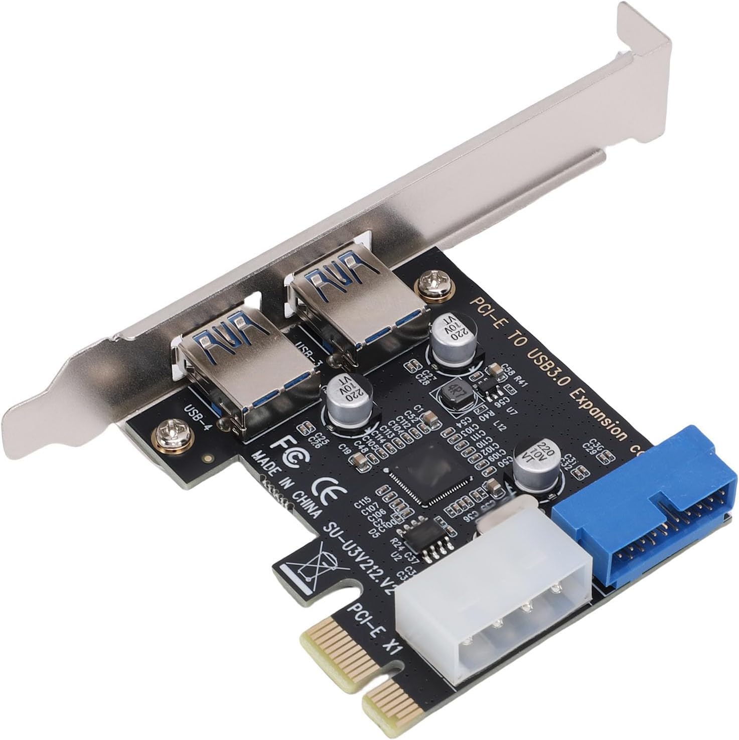 Pcie-zu-usb-3.0-erweiterungskarte, 2-port-pcie-usb-erweiterung Mit 5 Gbit/s Und 4-poligem 3.0-stromanschluss Für Desktop-computer