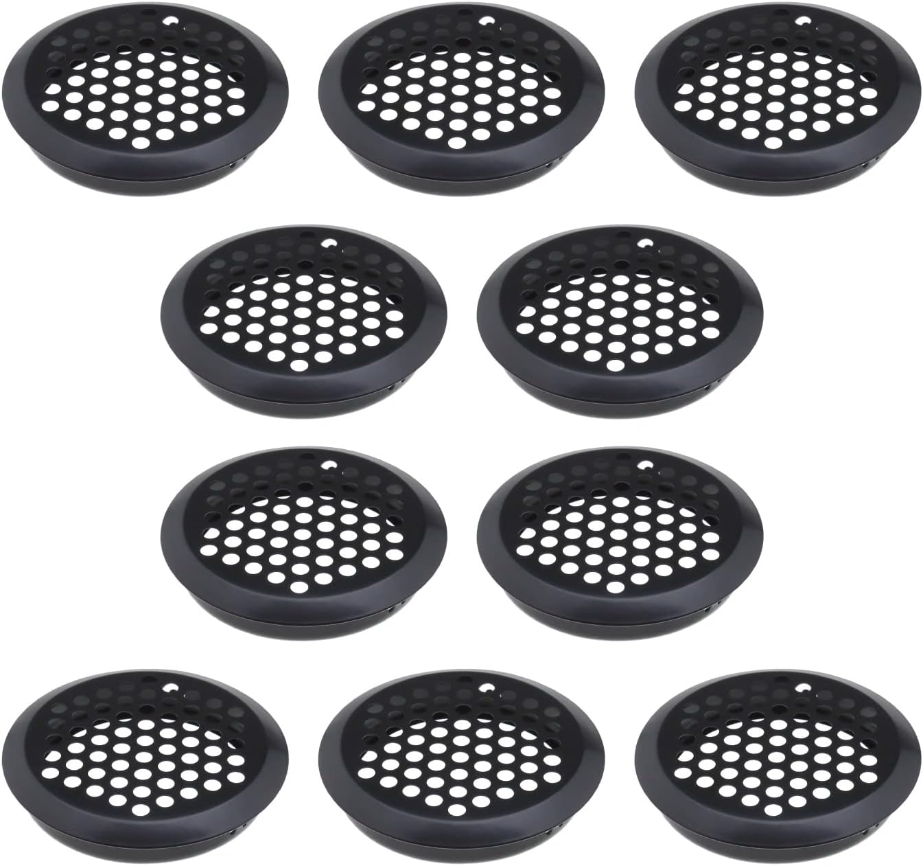 Set Mit 10 Runden 60-mm-lüftungsgittern Aus Edelstahl Für Lüftungsöffnungen – Rostbeständiges Gewebe – Für Küche, Bad, Schrank – Schwarz