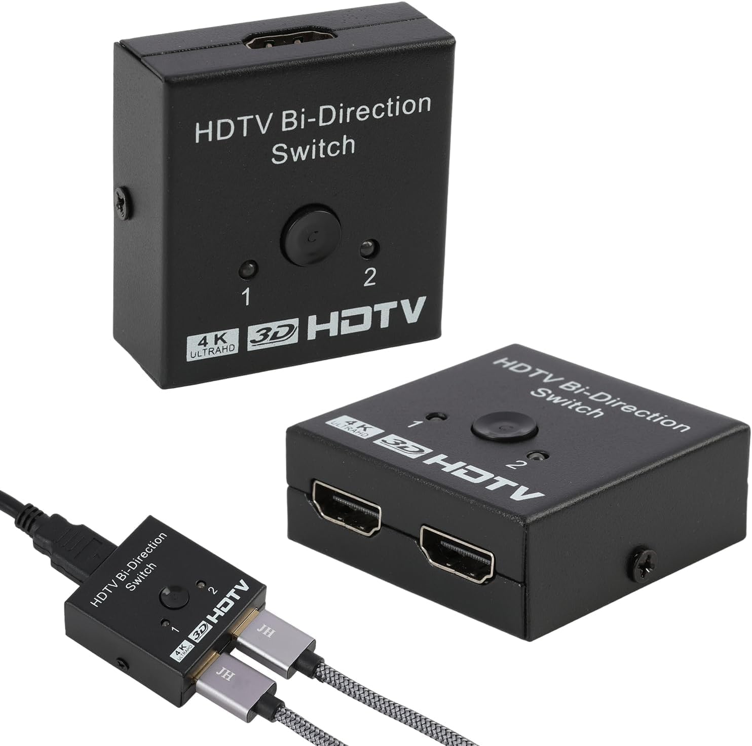 Hdmi-switch 4k @ 60hz Hdmi-switch, 2-in-1-ausgang Elegantes Design, Unterstützt Hdr, 3d, Dolby Kompatibel Mit Laptops, Pcs, Xbox Series, Ps5/ps4, Projektoren Usw.