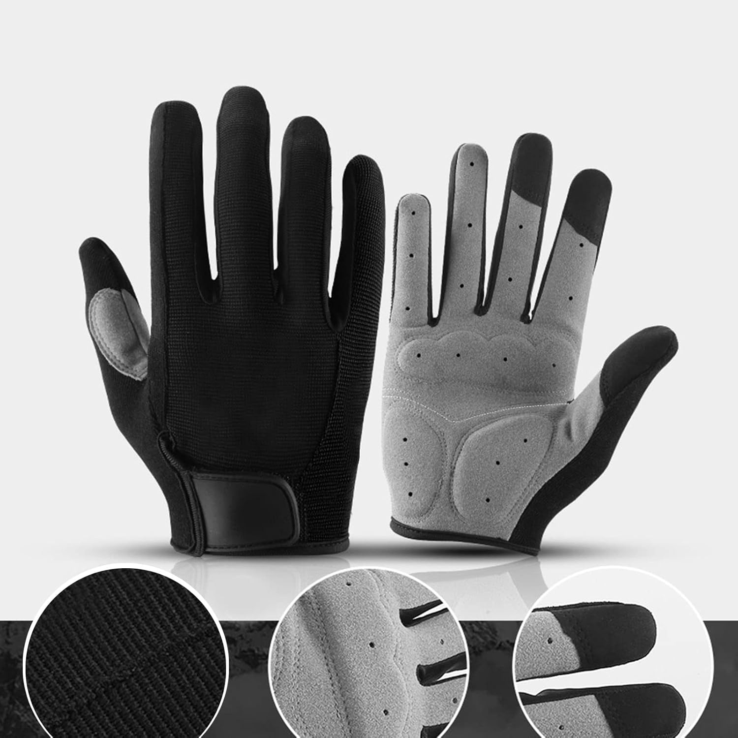 Paar Professionelle, Rutschfeste Fahrradgriffe Mit Vollfingerabdeckung Für Damen Und Herren, Schwarz, Größe L (8,5 Bis 9 Cm / 3,3 Bis 0,5 Zoll)