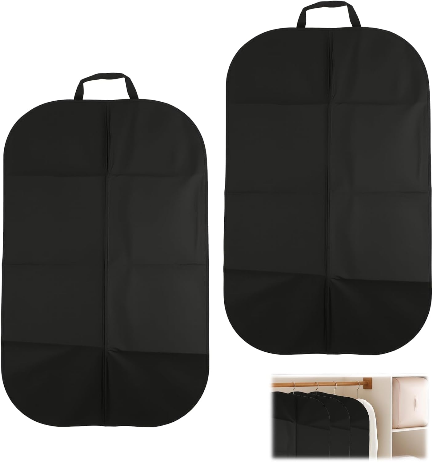 Set Mit 2 Waschbaren, Staubdichten Aufbewahrungsbeuteln Für Anzüge, Mäntel Und Andere Kleidungsstücke – Leichtes Oxford-gewebe, 60 X 100 Cm, Schwarz