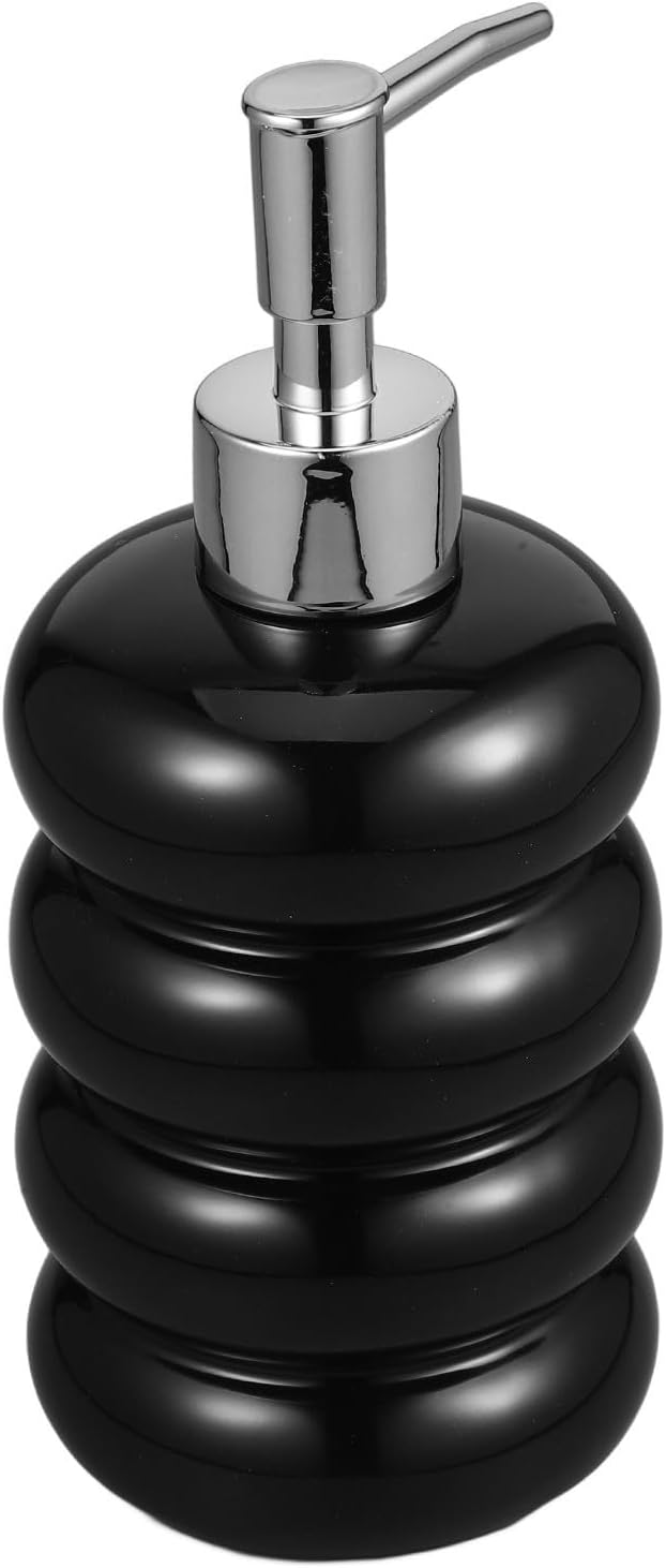 Eleganter Und Moderner Seifenspender, 450 Ml, Schwarze Keramik, Auslaufsichere Pumpe Für Bad Oder Büro