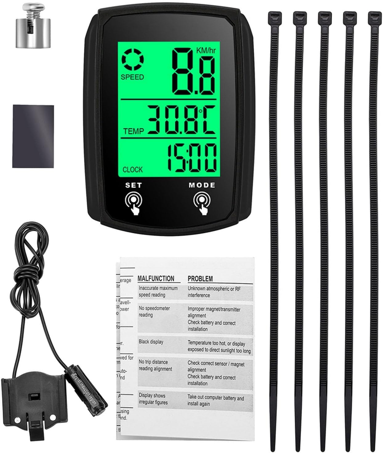 Kabelgebundener Fahrradcomputer, Touchscreen-tachometer, Kilometerzähler Mit Hintergrundbeleuchtung, Multifunktionaler Fahrradcomputer Für Rennrad Und Mountainbike, Präzise Datenerfassung