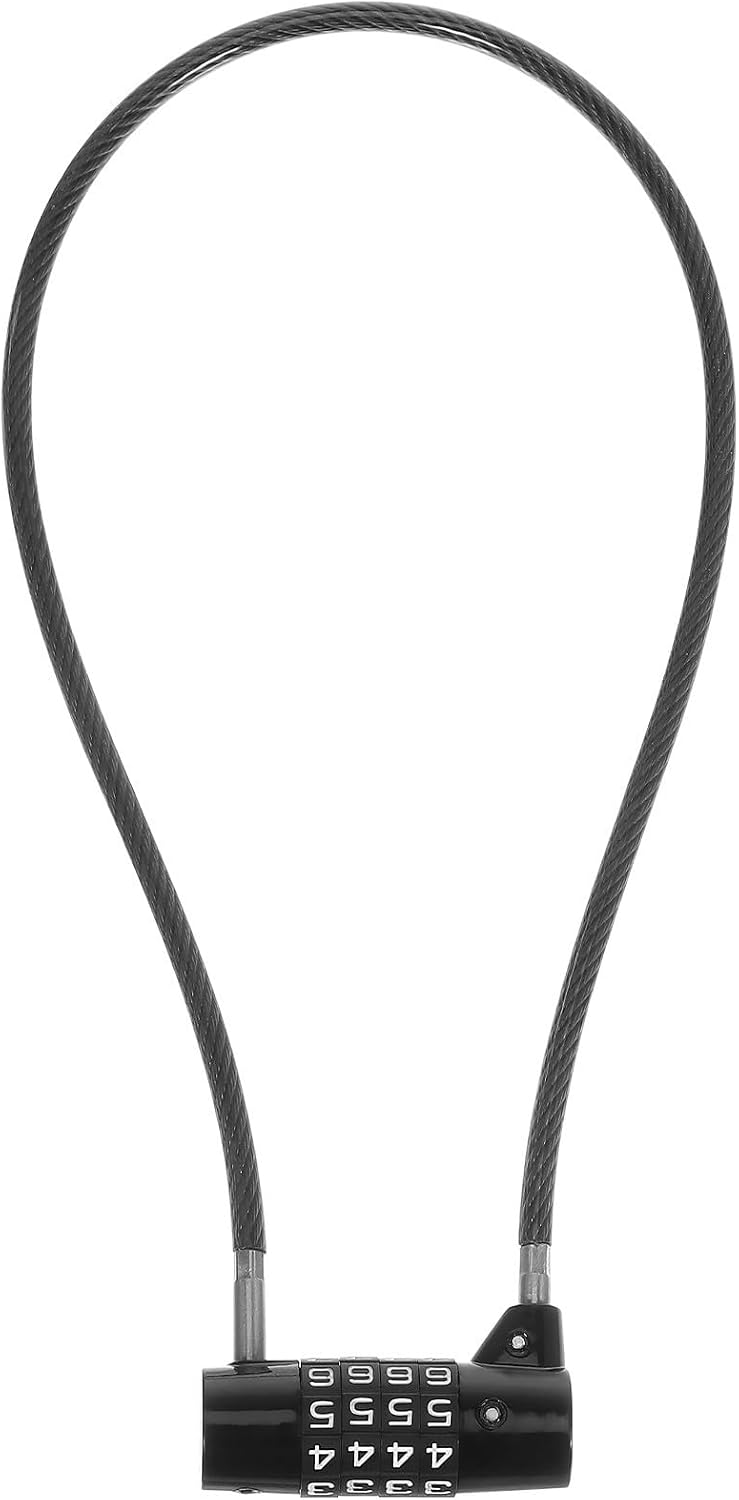 Kombinationskabelschloss, 4-stelliger Code, Zinklegierung, Schwarz
