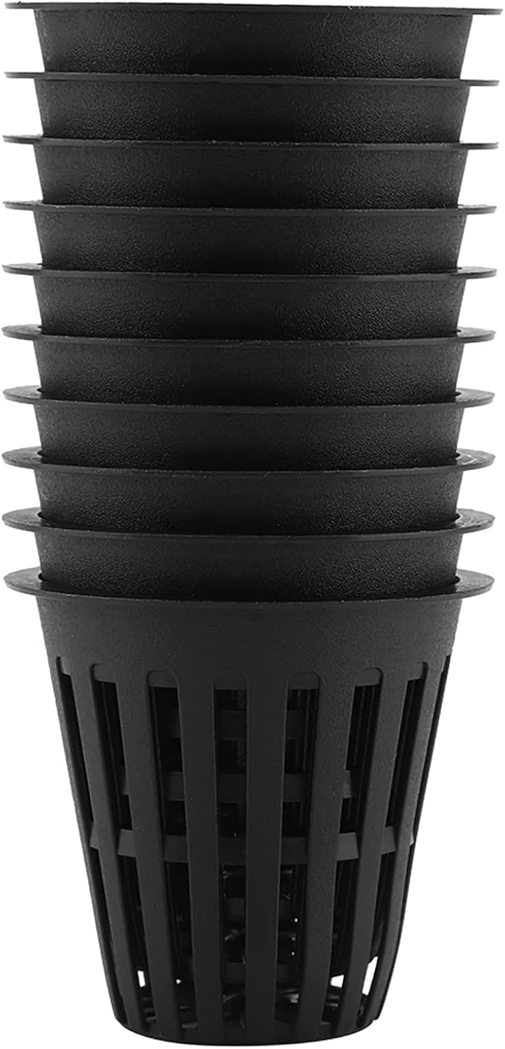 Set Mit 10 5,1 Cm Großen Hydroponik-körben Aus Kunststoff, Wiederverwendbar, Leicht Und Atmungsaktiv, Für Erdloses Pflanzen, Garten, Balkon, Blumenzucht (schwarz)