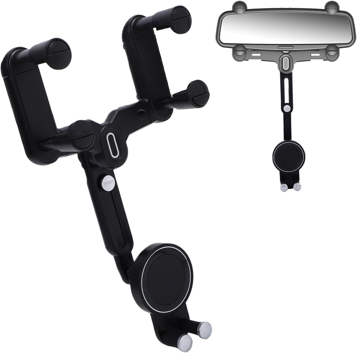 Universelle Handyhalterung Für Den Auto-rückspiegel Mit 180°-drehung Und Teleskoparm, Ersatz Für Ios-handys, Kompatibel Mit Metallringen (magnetisch).