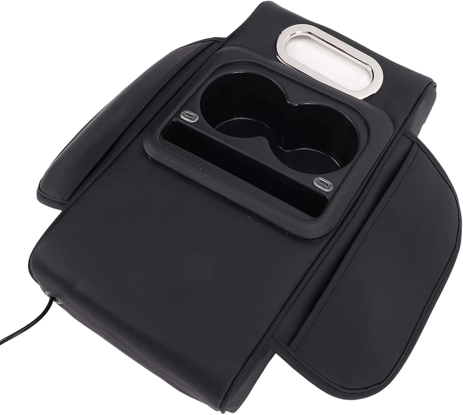 Mittelarmlehnenkissen Aus Leder Mit Getränkehalter, Usb-zu-typ-c-adapter Und Weichem, Komfortablem Gummiband Für Suv, Lkw Und Limousine