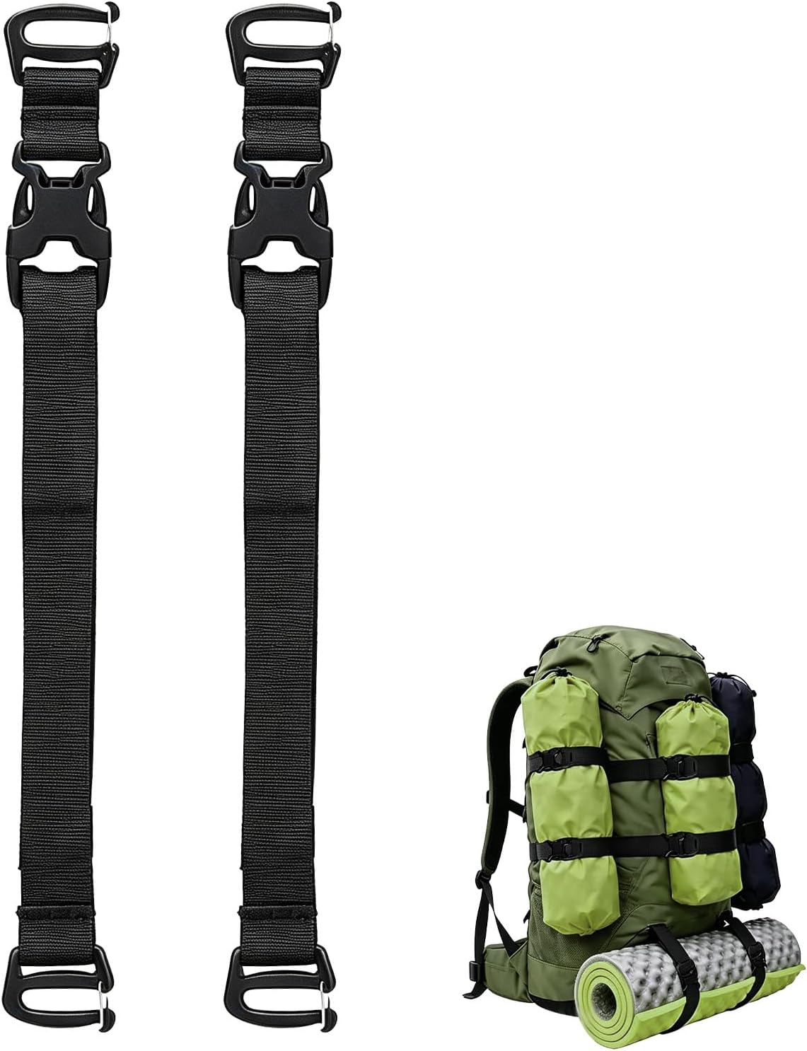 Set Mit 2 Verstellbaren Schwarzen Nylon-rucksackgurten