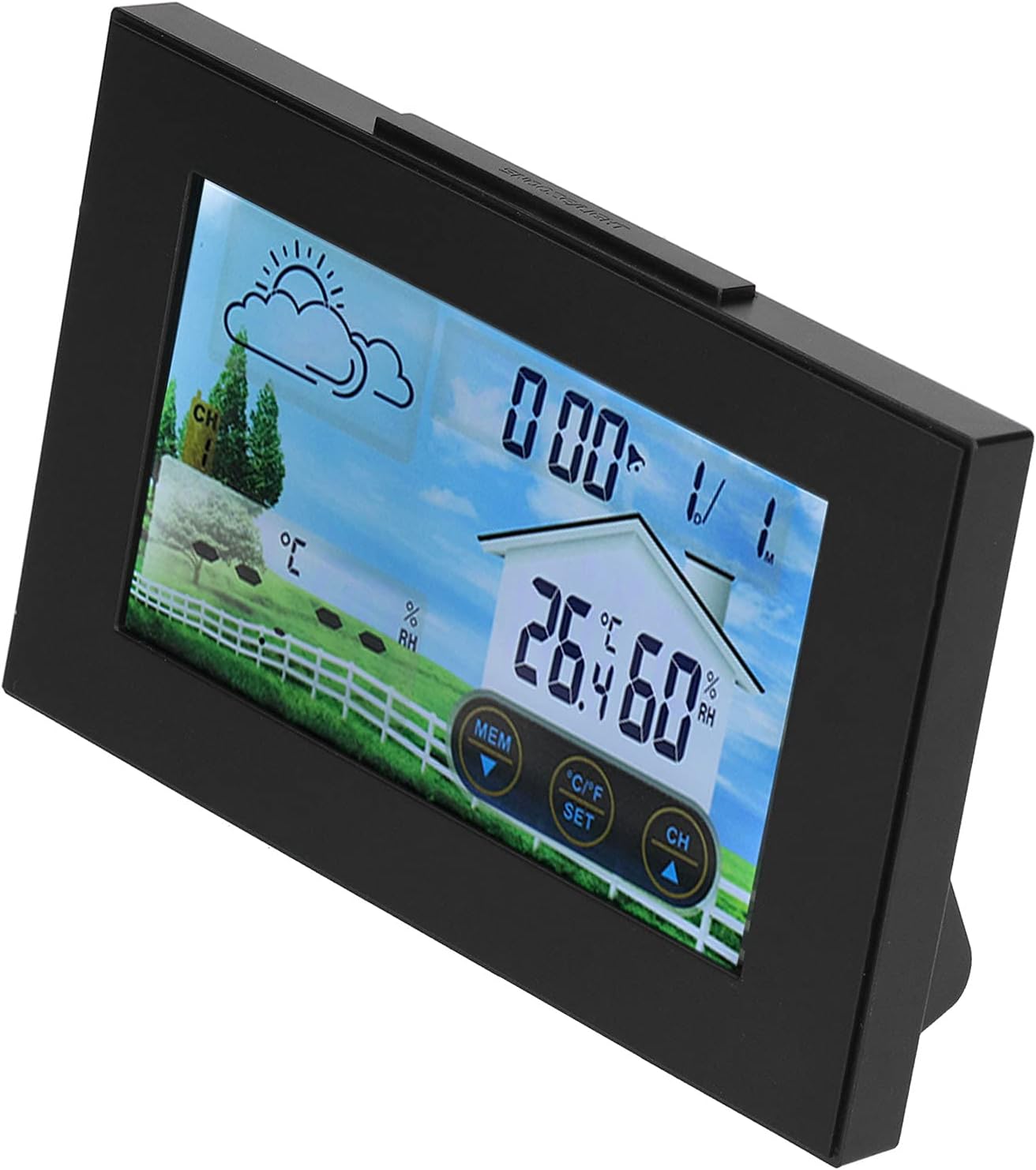 Farbige Wetterstation, Uhr Mit Hintergrundbeleuchtetem Touchscreen, Innen- Und Außenthermometer Und Hygrometer Für Den Schreibtisch, Wecker Mit Schlummerfunktion