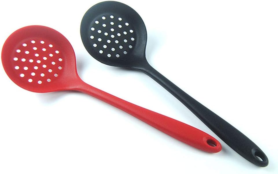 Silikon-schaumlöffel Zum Abtropfen, Leichter Schaumlöffel Mit Weichem Silikongriff Und Aufhängeloch Zum Filtern Von Pflanzenöl (schwarz)