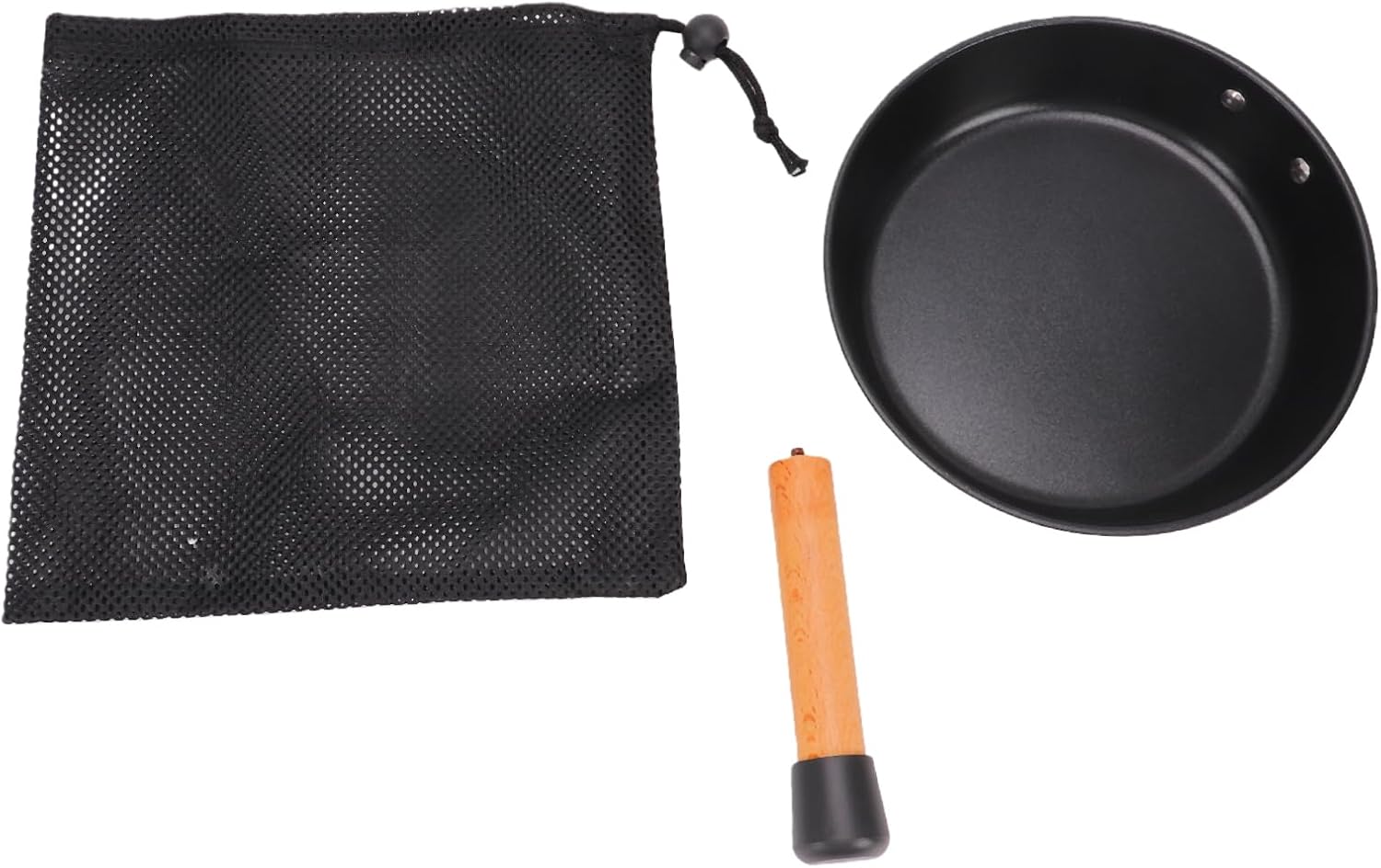 Campingpfanne Aus Edelstahl Mit Buchenholzgriff, Leicht Und Tragbar Für Die Zubereitung Von Speisen Im Freien, 7,87 X 13,98 Zoll