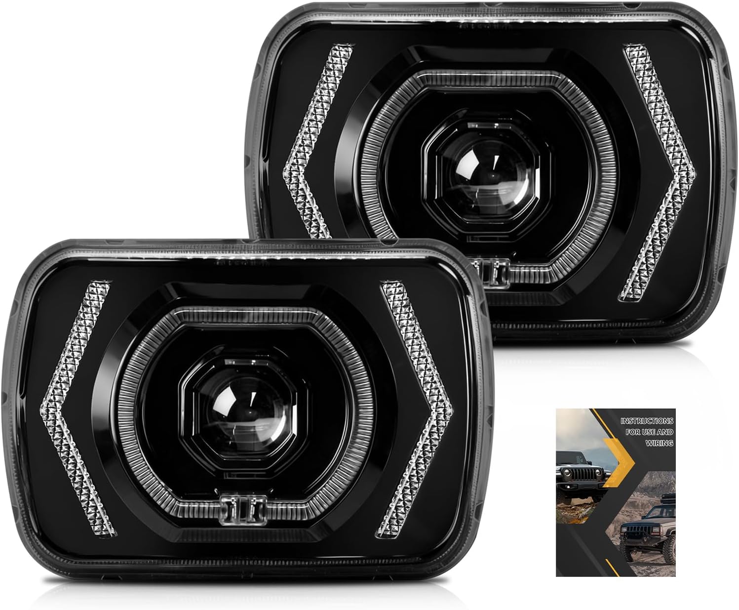 5x7 Zoll Led-scheinwerfer, 2 Rechteckige Scheinwerfer Mit Abblend-/fernlicht, Tagfahrlicht Und Blinkern, Kompatibel Mit Autos, Motorrädern Und Oldtimern