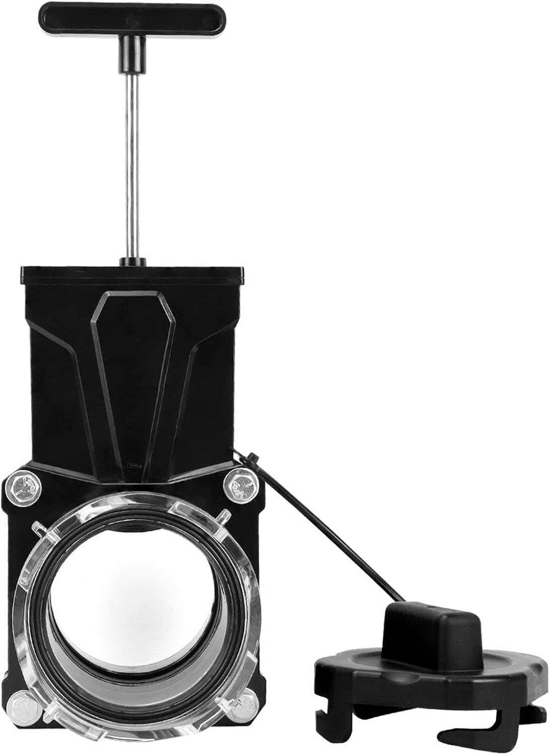 Abwasserventil Für Wohnmobile Mit 4-poligem Bajonettverschluss Und 3,5-zoll-transparentadapter Für 3-zoll-abwasseranschlüsse, Abwassertank (ventil + Transparentes Verlängerungsrohr + Deckel)
