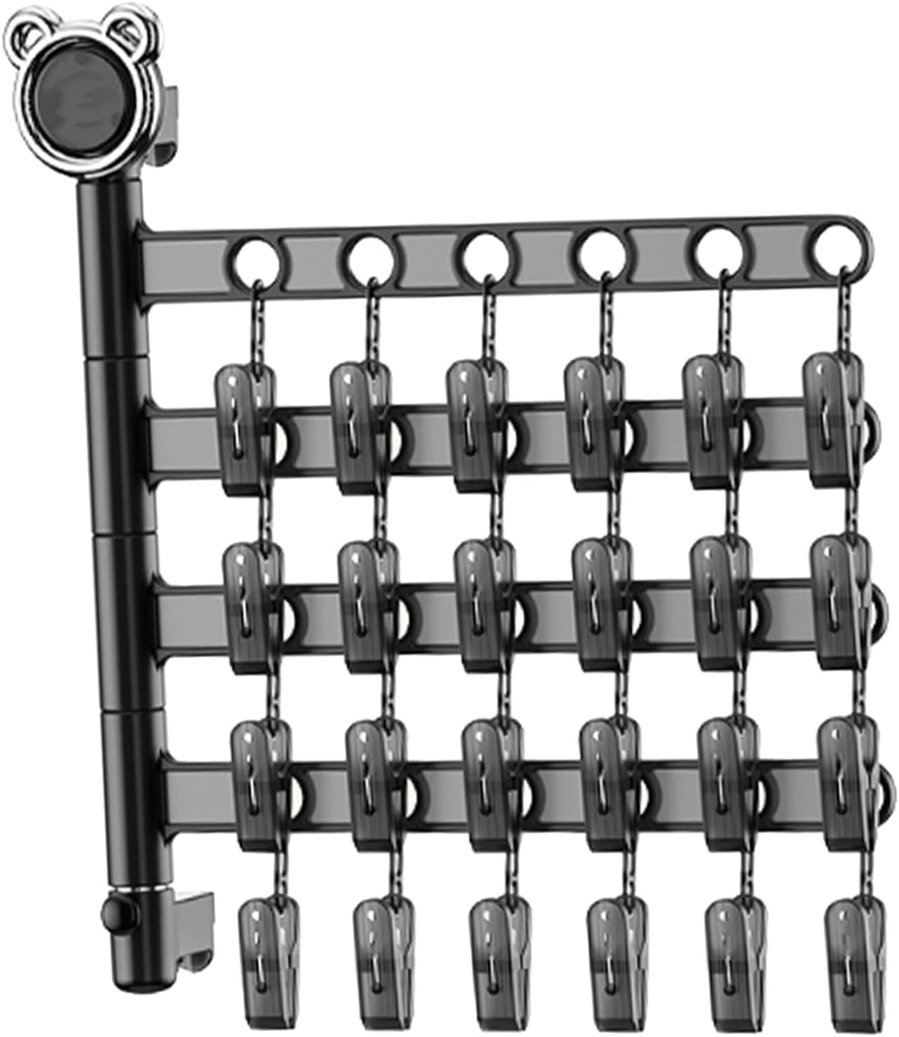 Wandmontierter, Faltbarer Sockenhalter Mit Drehbaren Klemmen, 4-lagig Zum Aufhängen Und Trocknen Von Kleidung Zu Hause