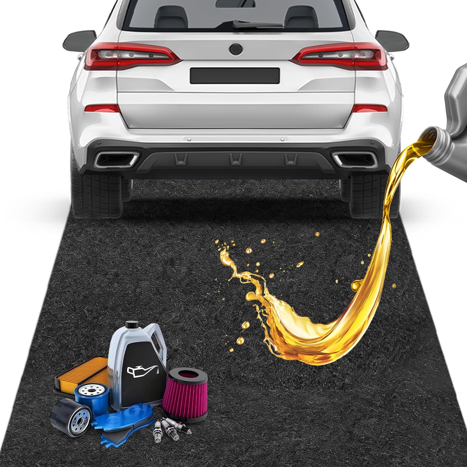 Garagenmatte, 100 X 200 Cm, Ölbeständige Bodenmatte, Waschbar Und Wiederverwendbar, Wasserdichte Abdeckung, Für Ölwechsel Am Auto, Werkstattarbeitsflächen, Grills Und Haushaltsgeräte