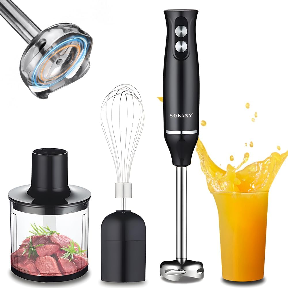 4-in-1 Stabmixer, 500 W, 2 Geschwindigkeitsstufen, Edelstahl