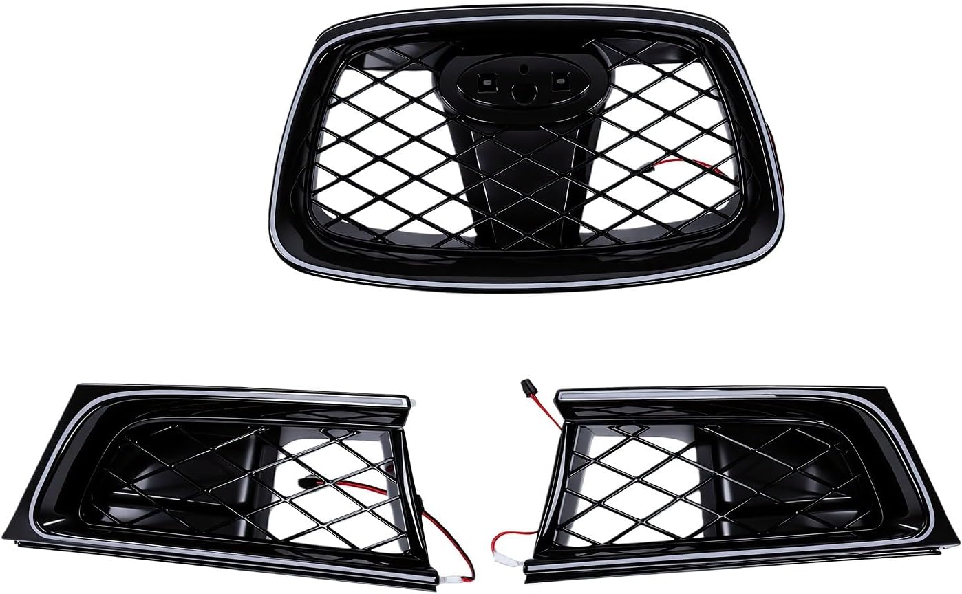 Frontgrill-ersatz Für Die Obere Motorhaube Mit Led-beleuchtung, Glänzend Schwarzes Abs-kunststoffteil Zum Einrasten, Passend Für Das Compact Sport Modell, Baujahre 2006–2007