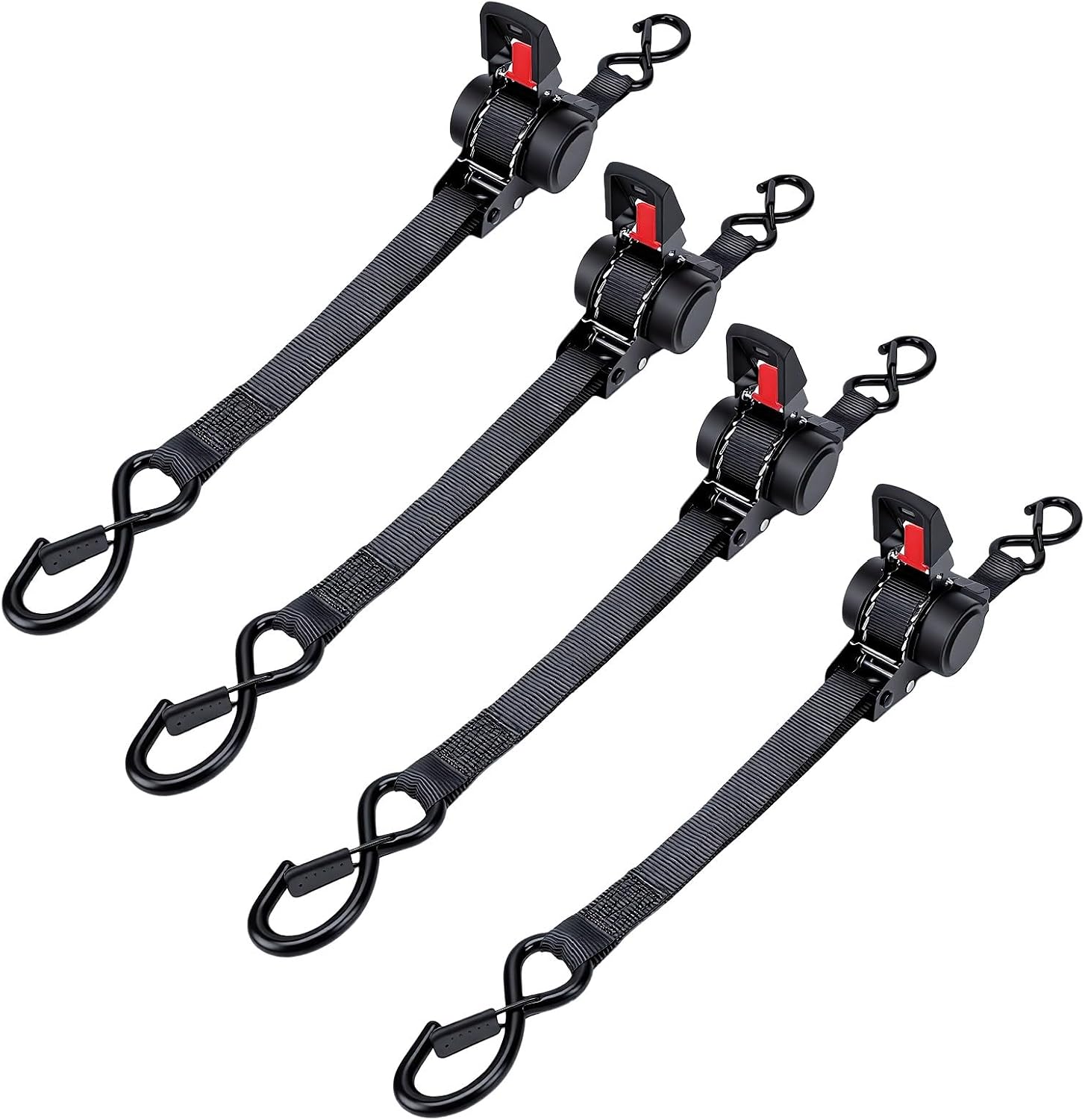 4er-pack Einziehbare Ratschengurte, 1 Zoll X 11,5 Fuß