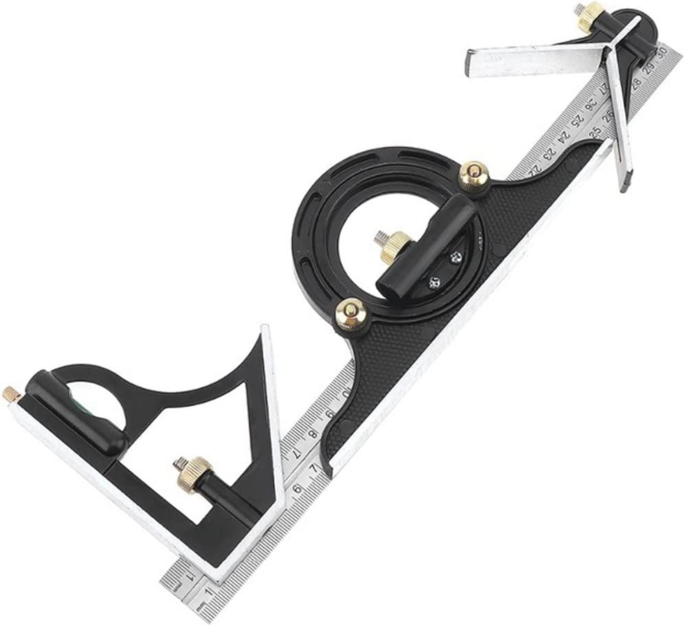300-mm-kombinationswinkelmesser, Kalibriertes Multifunktions-messwerkzeug Aus Edelstahl Für Holzbearbeitungsprojekte, Heimwerker Und Profis, Schwarz 12.0