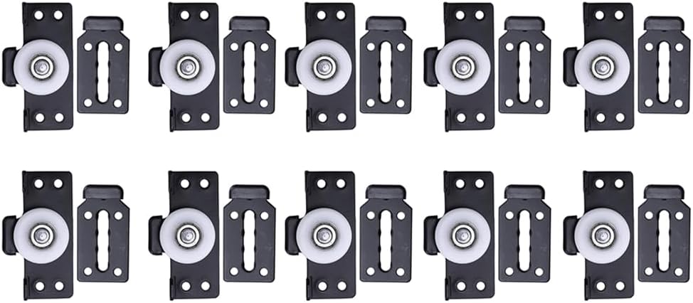 Set Mit 10 Holz-schiebetürrollen, Schwarz