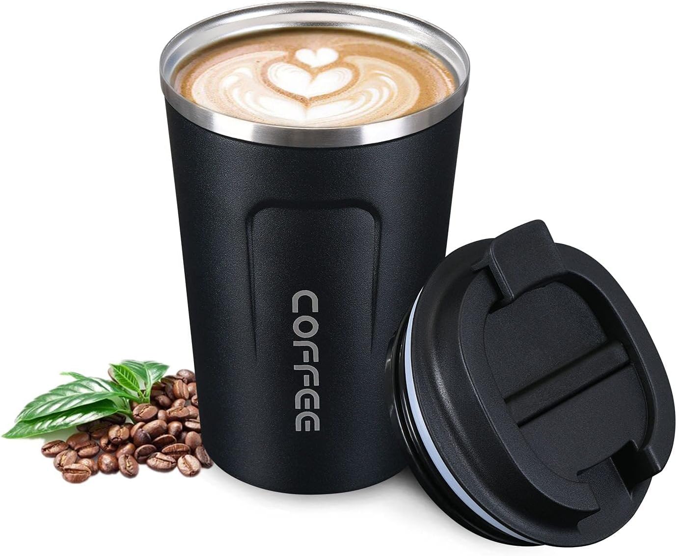 Isolierter Kaffeebecher, Reisebecher, Edelstahl-reisebecher, Auslaufsicherer Doppelwandiger Autobecher (inkl. 1 Bürste)
