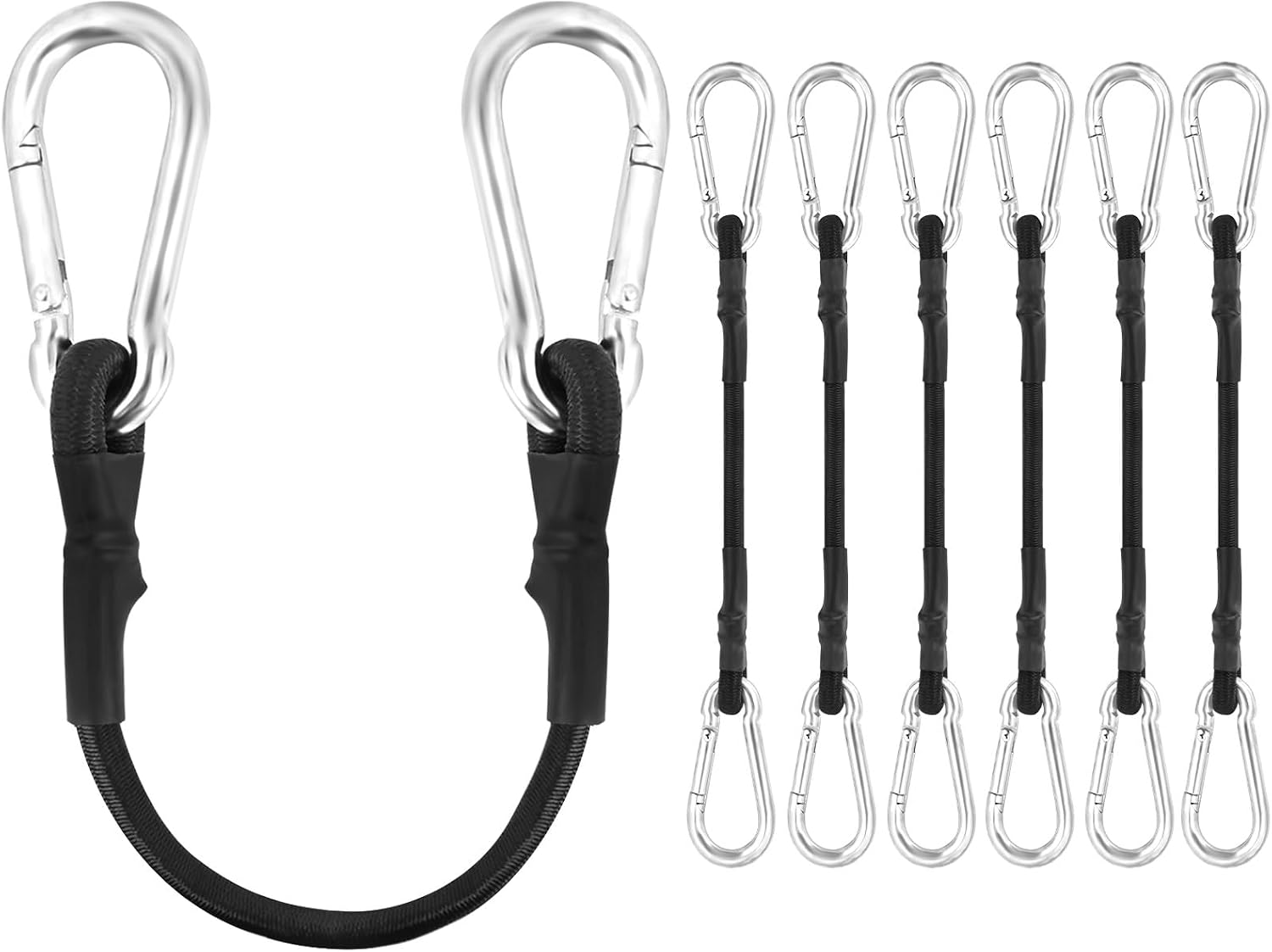 Flintronnic Gummiseile Mit Karabinerhaken, Uv-beständiges, Doppelt Gestricktes Gummiseil, Für Gepäck, Transporter, Dachträger, Planen, Camping, 6 Stück À 20 Cm