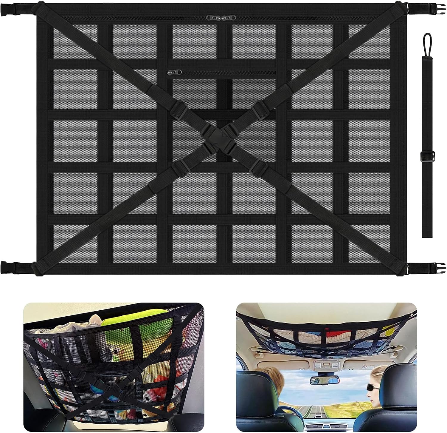 Dachgepäcknetz Für Autos, 90 X 65 Cm, Universeller Elastischer Dachgepäckträger, Doppellagiges Netzgewebe, Geeignet Für Suvs, Wohnmobile, Reisemobile Und Limousinen