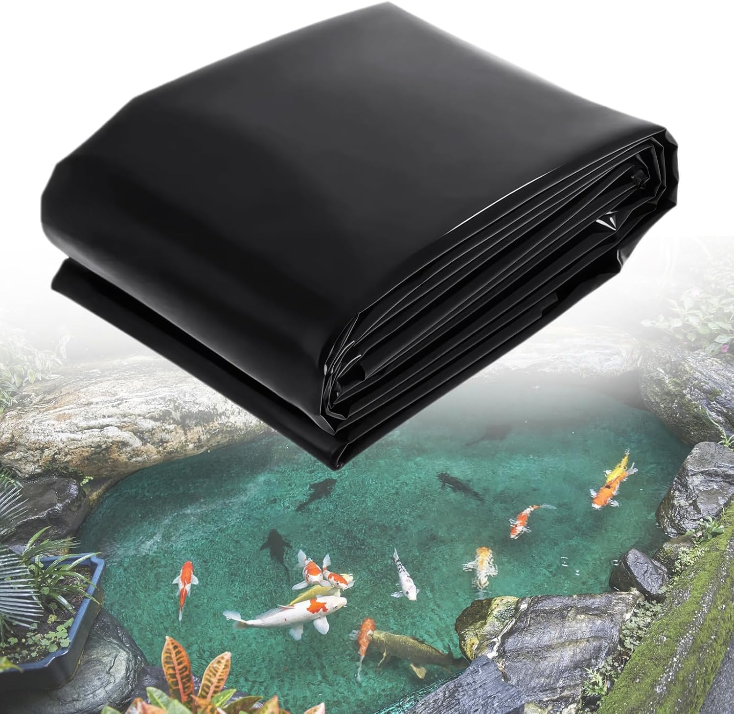 Teichfolie 3 X 2 M, 0,2 Mm Dick, Hdpe-teichfolie Für Den Außenbereich, Stich- Und Reißfest, Teichfolie Für Fischteiche, Wasserfälle, Springbrunnen, Zisternen