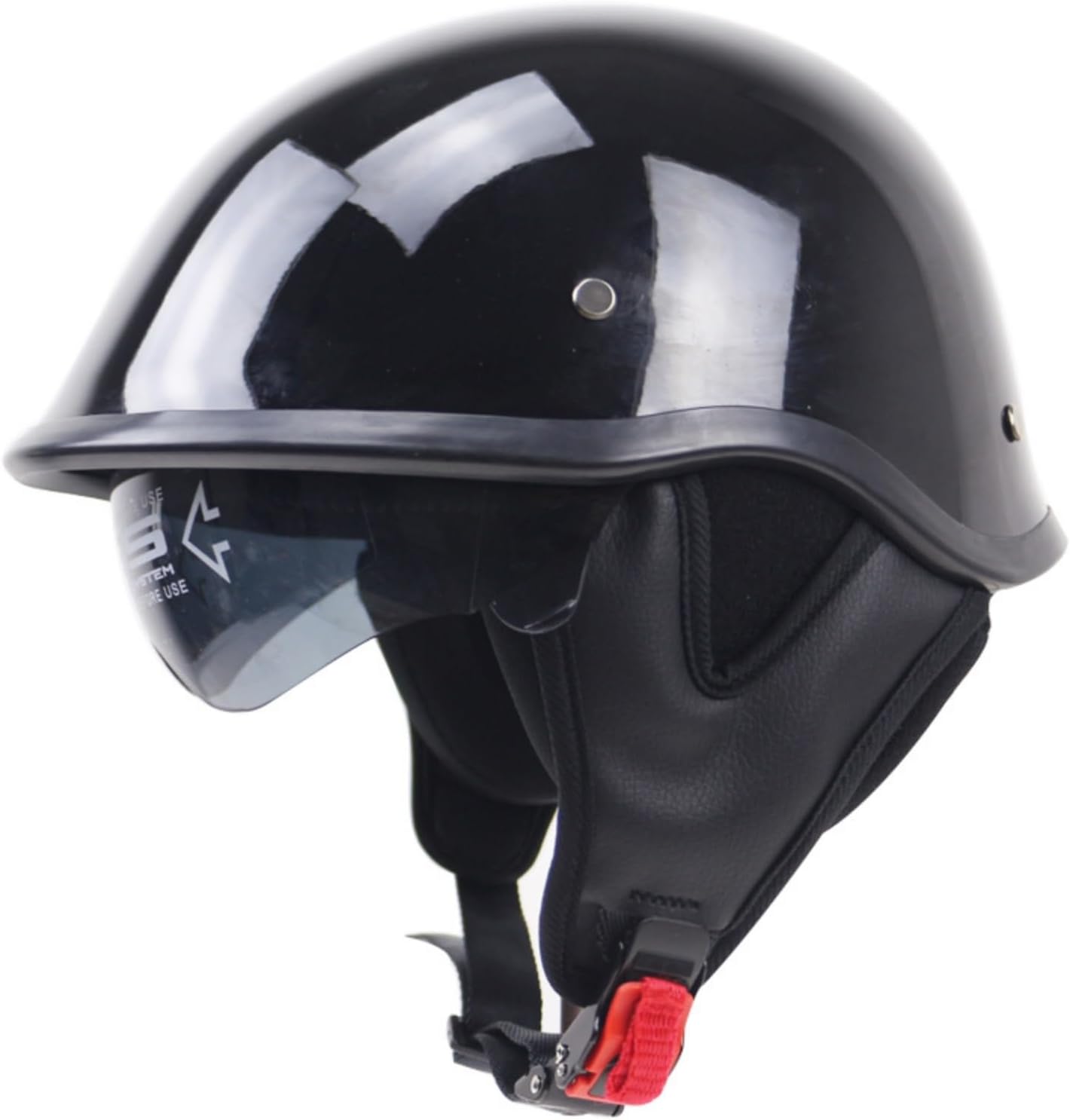 Offener Helm Mit Visier, Dot-geprüft, Schwarz Glänzend, Größe M