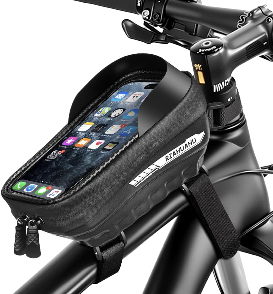 Fahrradlenkertasche Mit Handyhalterung, Fahrrad-handyhalterung, Touchscreen-lenkertasche Mit Sonnenschutz, Mountainbike-lenkertasche Für Smartphones Unter 7 Zoll, Schwarz