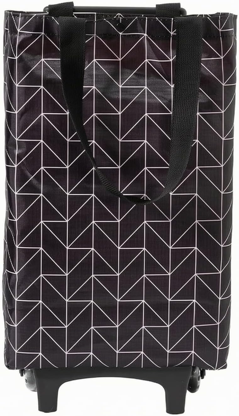 Leichte Einkaufstasche Mit Rollen, Geometrisches Schwarz