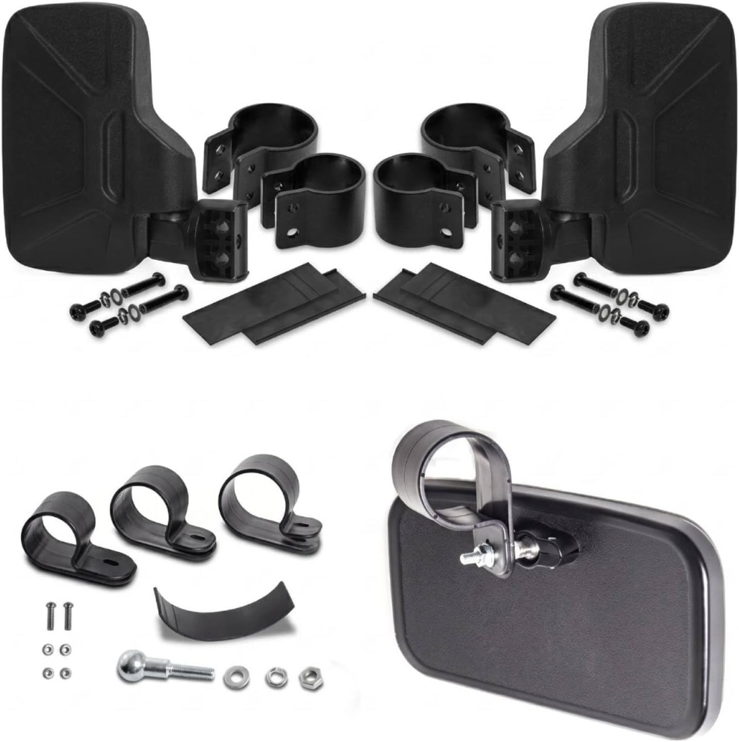 Fahrzeug-rückspiegel Utv-spiegel Seitenspiegel Mittelspiegel Universal-set In Pp Mit Klemmbefestigung Für Utv-4 Seitenspiegel Und Utv-10 Mittelspiegel