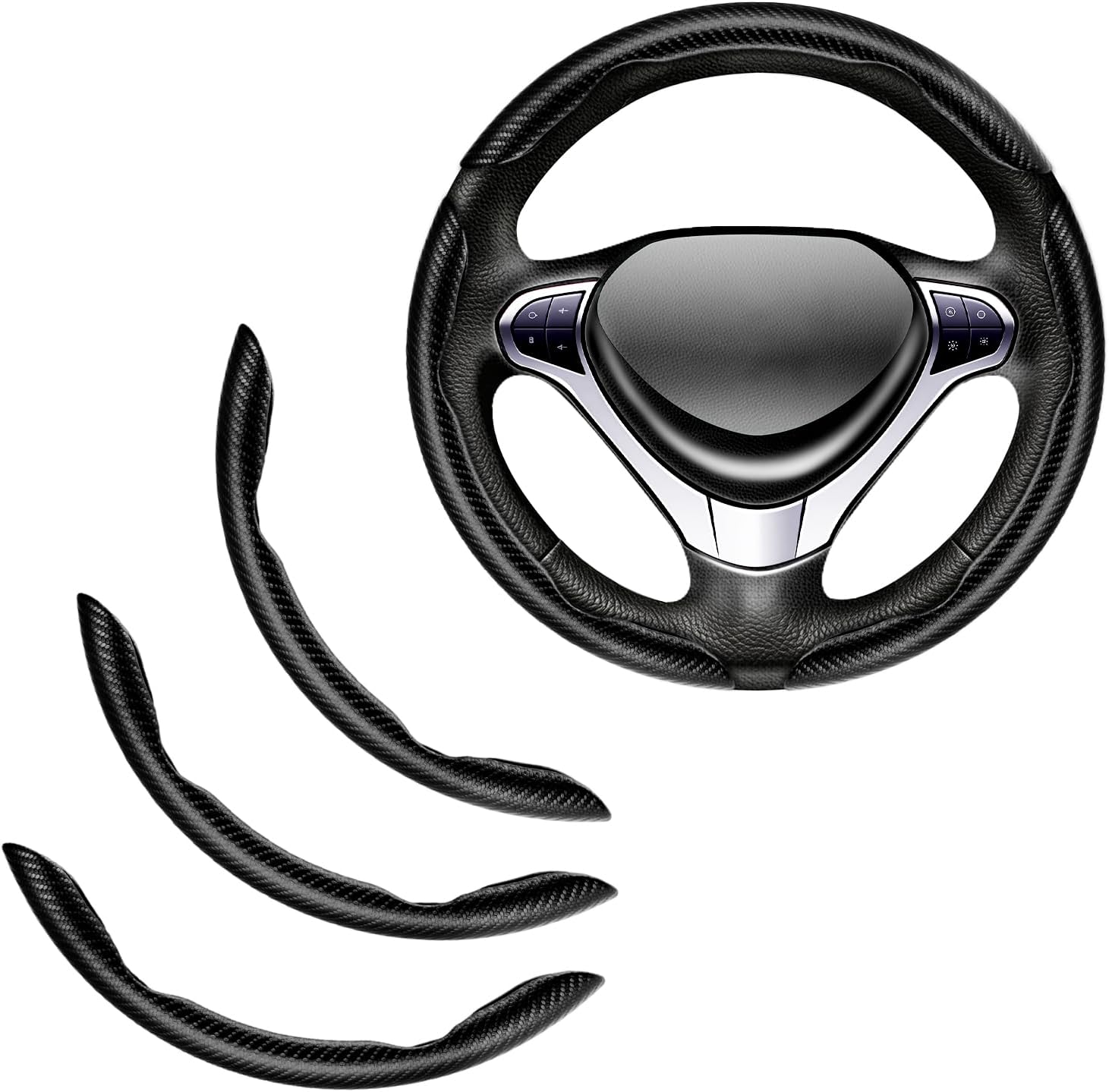 Universeller Lenkradbezug, 36–38 Cm, Carbonfaser-lenkradbezug, Atmungsaktiv Und Rutschfest, 3-teiliger Lenkradschutz, Zubehör Für Den Fahrzeuginnenraum