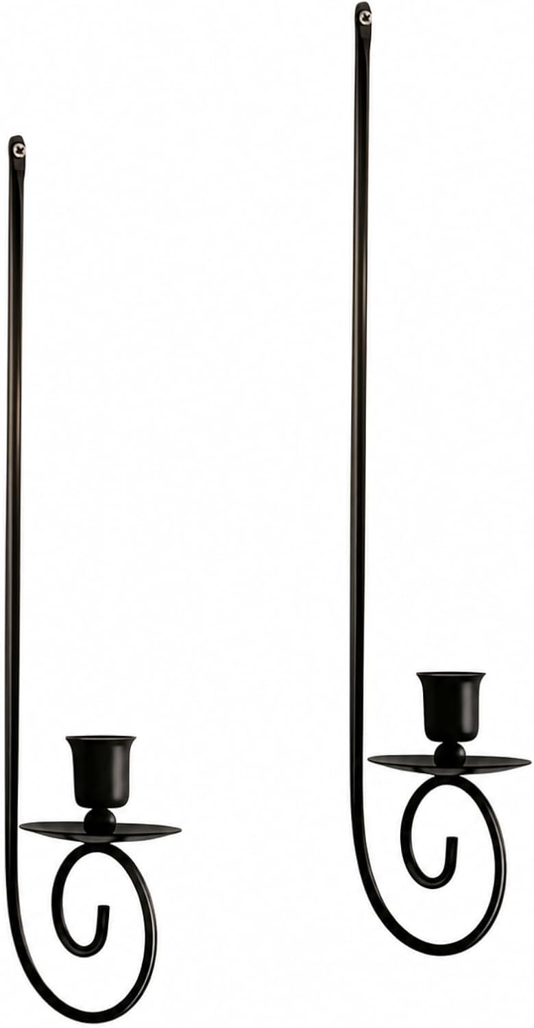 2-teiliges Schwarzes Wandset Schmiedeeisen-design, Wandmontage, Für Lange