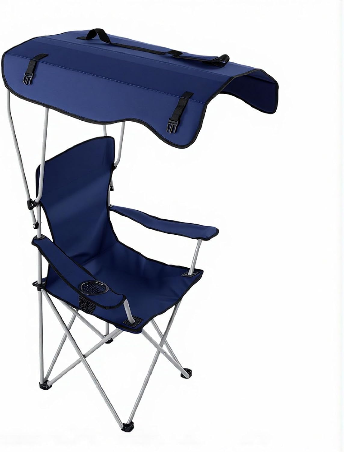 Tragbarer Campingstuhl Für Strand Und Terrasse Verstellbares Sonnensegel (upf 50+), Stabiler Stahlrahmen, 136 Kg Tragkraft, Zusammenklappbar, Maße Zusammengeklappt: 99 X 16 X 16 Cm