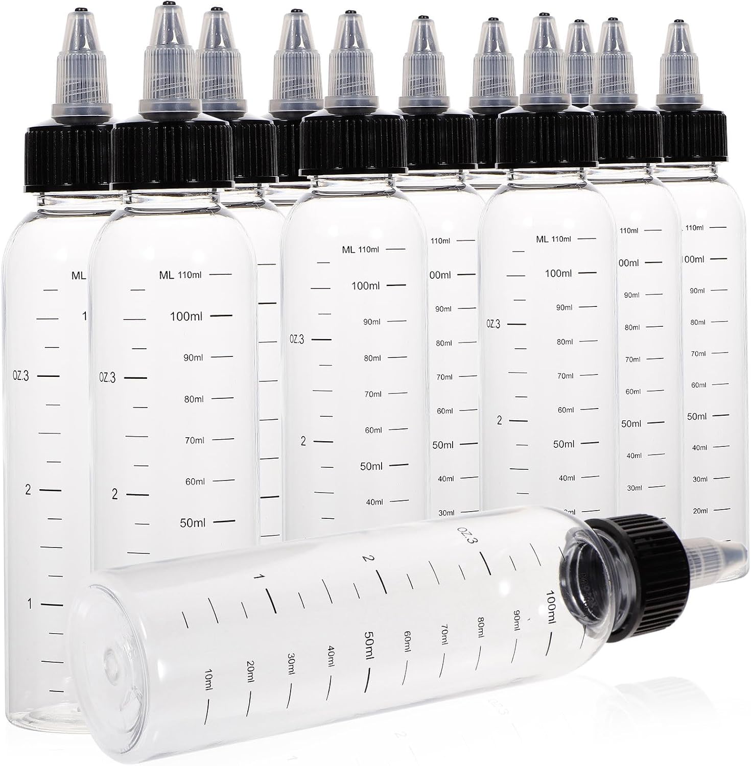 12 Druckfeste Pet-kunststoffflaschen, 120 Ml, Mit Skala, Transparentem Feinausgießer, Wiederbefüllbar, Aromatisiert, Für Friseursalons Und Tierhandlungen