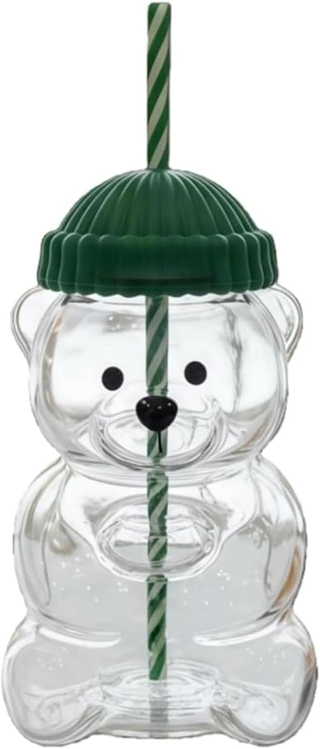 Bären-trinkbecher Mit Strohhalm, Niedlicher 590-ml-glasbecher Mit Bärenmotiv, Wiederverwendbarer Strohhalm Aus Borosilikatglas Mit Deckel Für Kaffee, Milch Und Tee