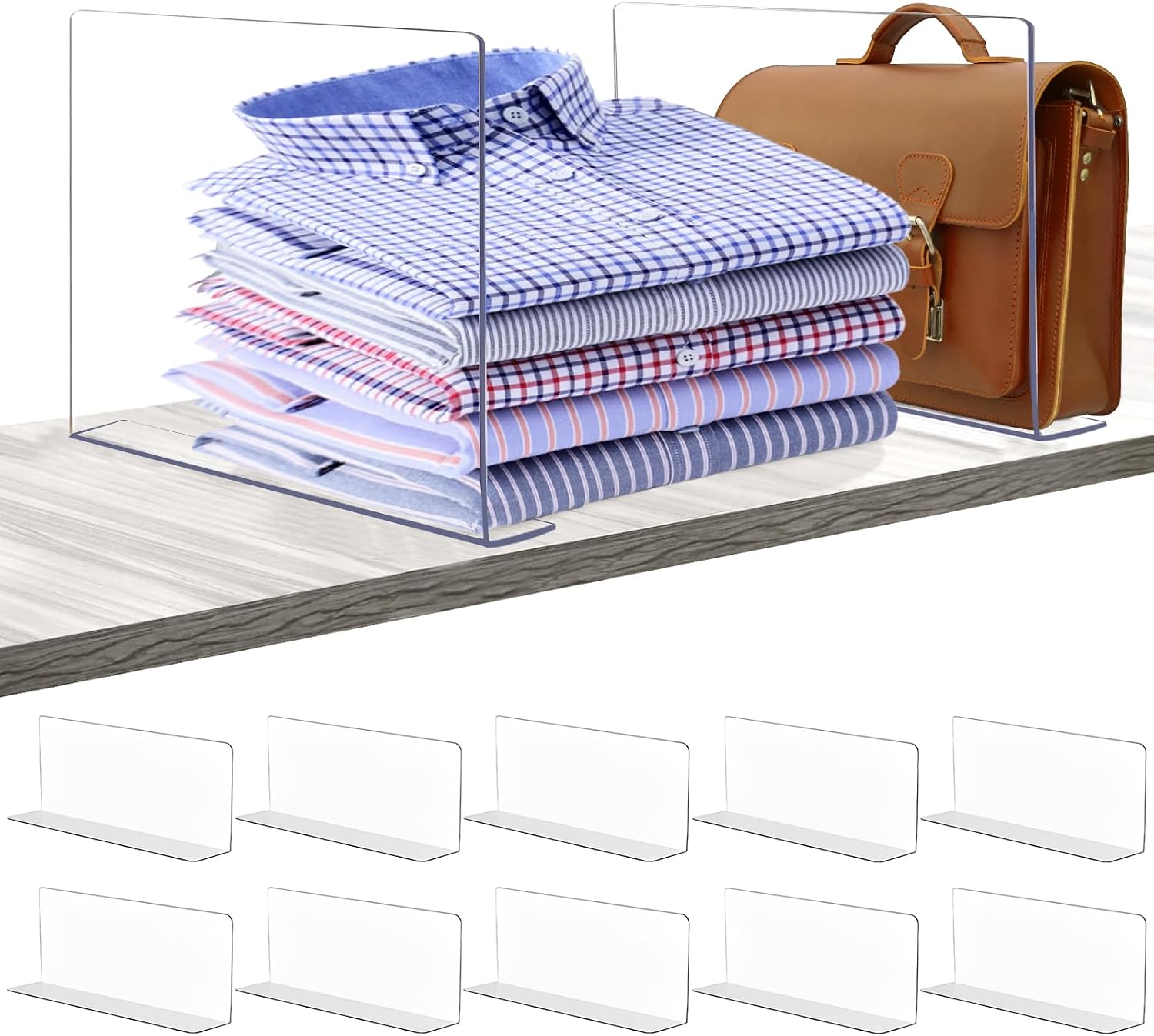 10 Stück Transparente Regaleinteiler, Verstellbare Regaleinteiler