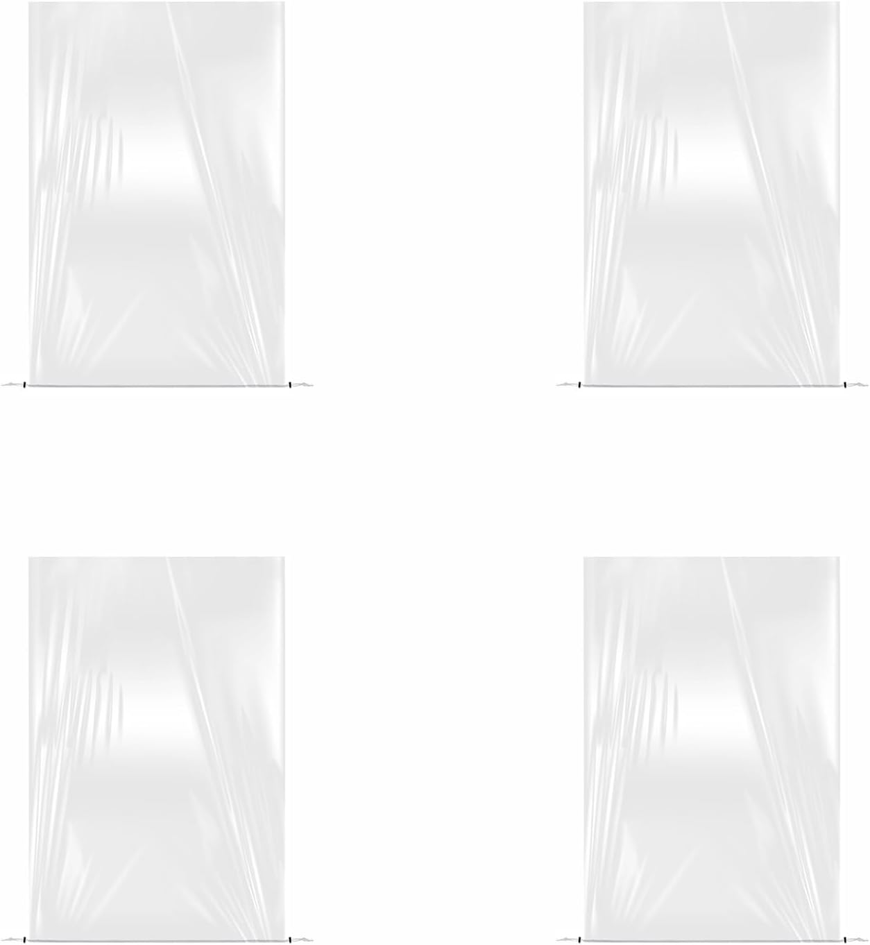 Set Mit 4 Frostschutzhüllen Für Winterpflanzen Mit Kordelzug – Aus Transparentem Kunststoff – 60 X 80 Cm
