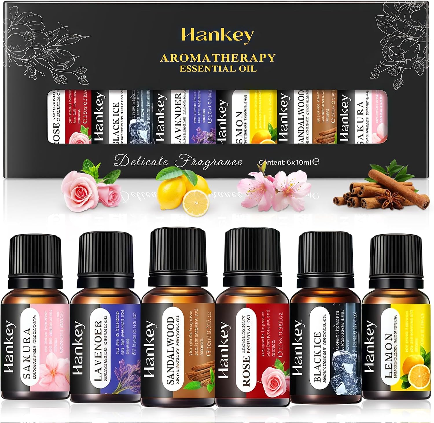 Geschenkset Mit 6 Ätherischen Ölen À 10 Ml, Natürliche Aromatherapie-öle Für Diffusoren, Massage Und Yoga