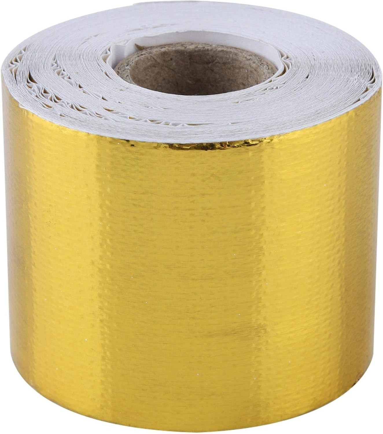 1 Rolle Goldfarbenes, Hitzebeständiges, Reflektierendes Aluminiumfolienband Zur Hitzeschutzisolierung Von Autoauspuffrohren (10 M X 5 Cm)
