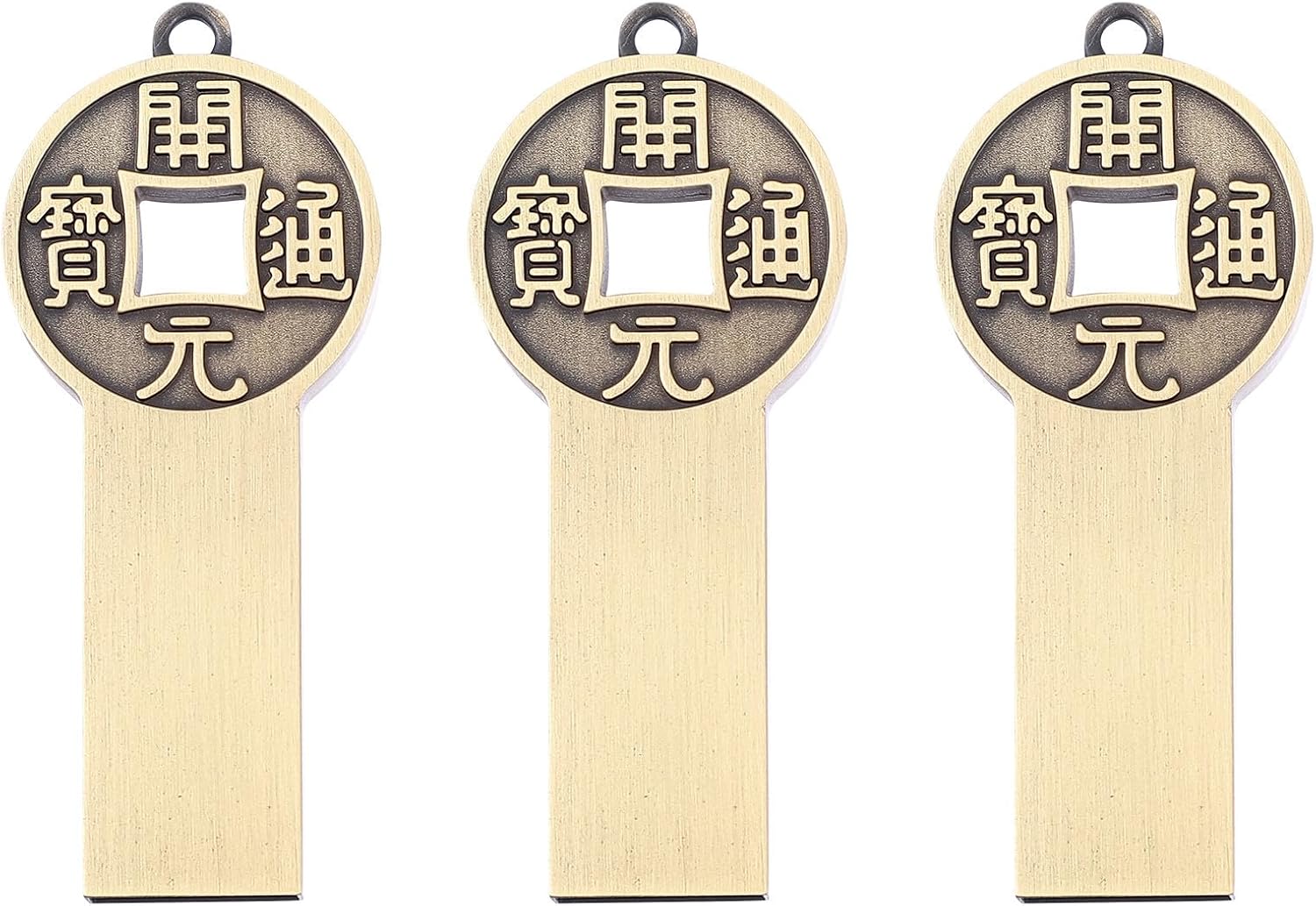 3-teiliges Usb-stick-gehäuse Aus Zinklegierung, Schutzhülle Für Usb-sticks, Chinesisches Design, Leicht, Goldfarben