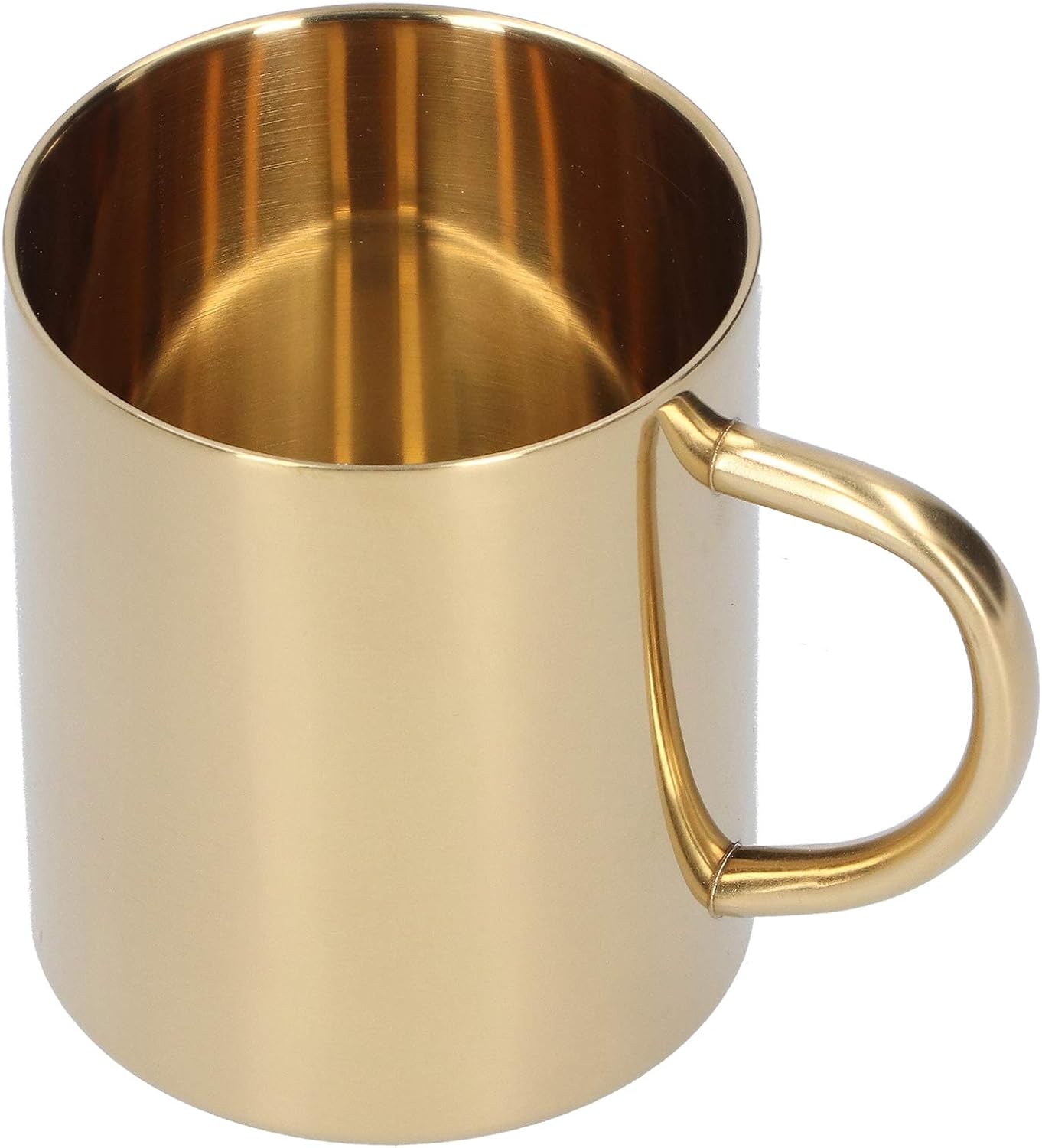Doppelwandiger Becher Aus Edelstahl 304 Mit Henkel, 400 Ml Fassungsvermögen, Für Kaffee, Tee Und Wasser. Gebürstete Oberfläche. Hochwertiger, Isolierter Thermobecher Mit Glattem, Poliertem Rand.