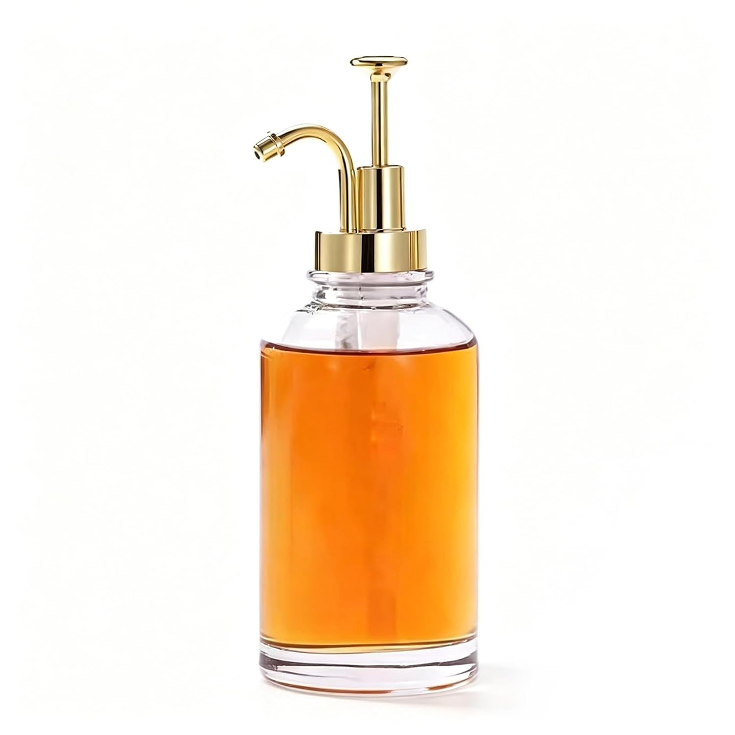 500-ml-kaffeesirupspender, Seifenspenderflasche Aus Dickem Glas Mit Pp-pumpe Für Küche Und Bad, Goldener Sirupspender (goldener Pumpenkopf)